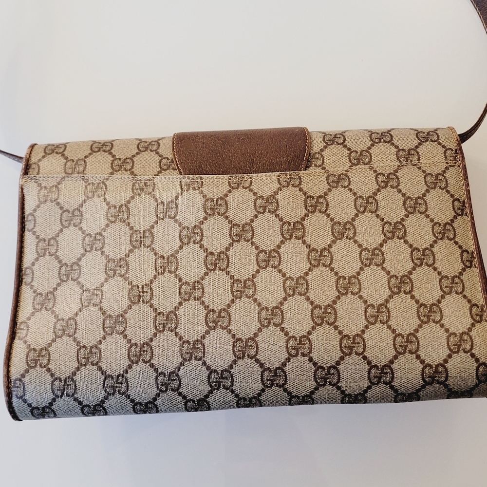 GUCCI Flap Crossbody Clutch GG Monogram Bag Vintage - Picture 15 of 16